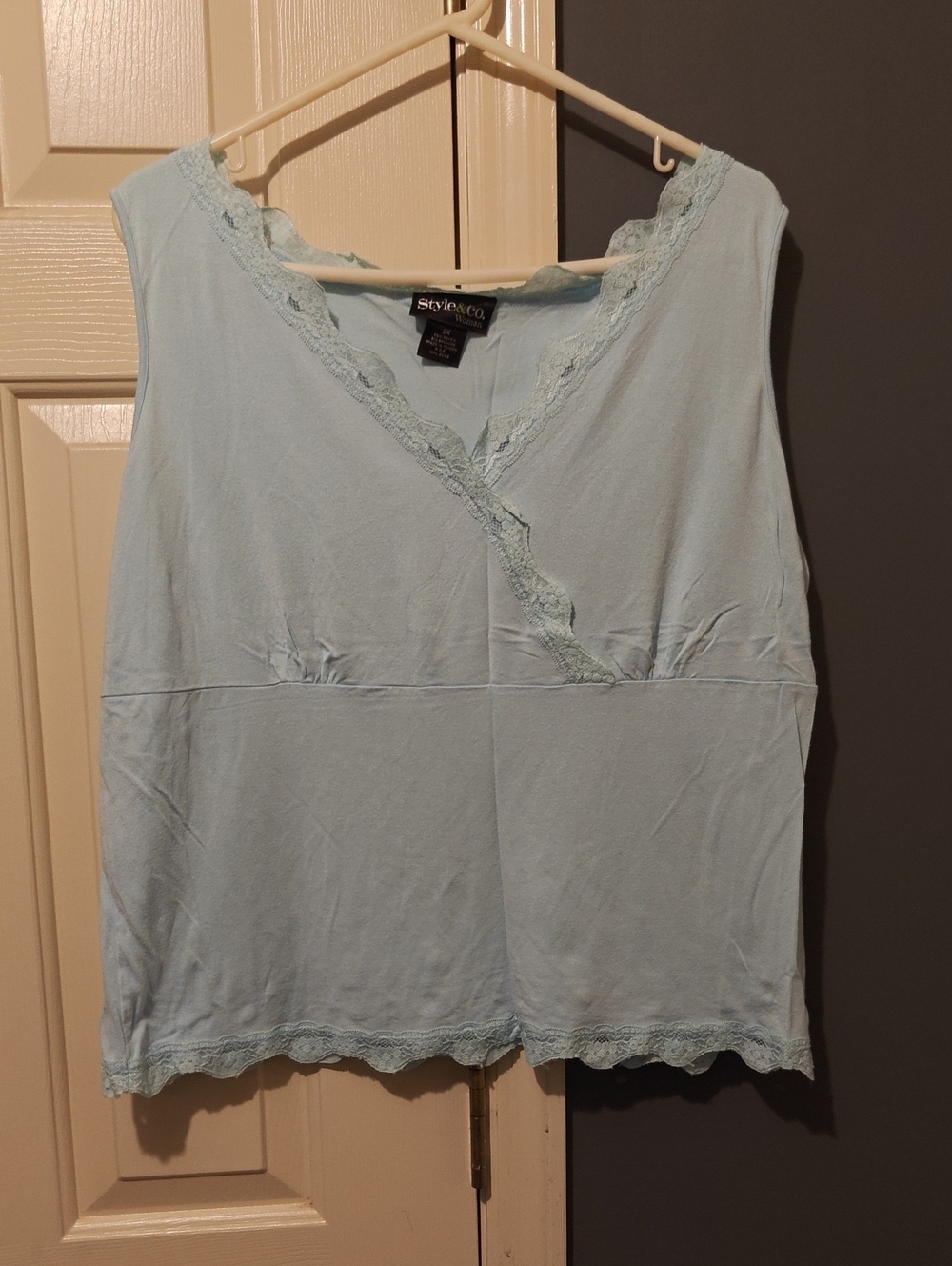 Style & Co. Pale Blue Lace-Trim Sleeveless Camisole